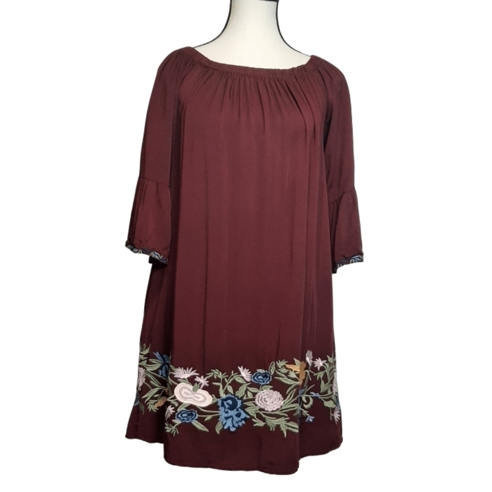 Size S 𝅺boho Peasant Blouse Tunic Rayon Embroidery SOLITAIRE